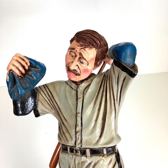 12.5” Peter Mook Signed Ceramic Baseball Player Swinging Bat Figure Statue *READ - Picture 2 of 16